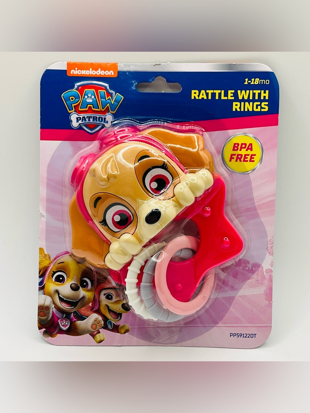 🌼4/$10🌼 NEW Paw Patrol Skye Baby (1-18 mo) Rattle with Rings - Pink/Tan